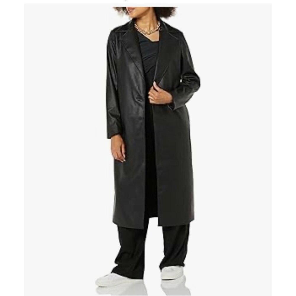 Terea Women's Everlee Vegan Leather Belted Coat size XXL NWT checking